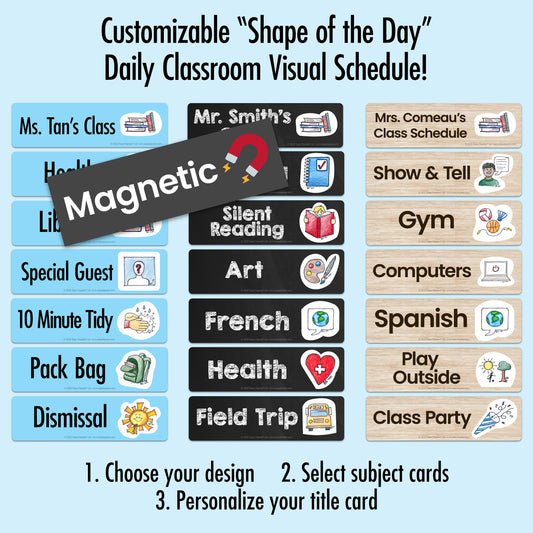 Customizable "Shape of the Day" Visual Classroom Schedules - MAGNETIC - $2 each