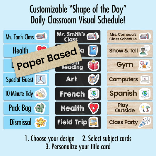 Paper "Shape of the Day" Visual Classroom Schedules