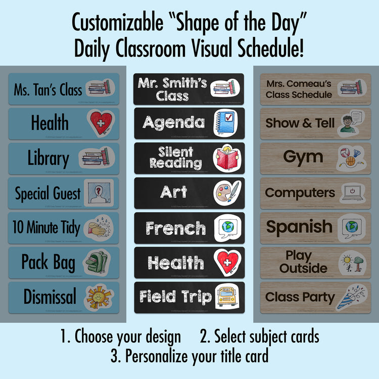 Customizable "Shape of the Day" Visual Classroom Schedules