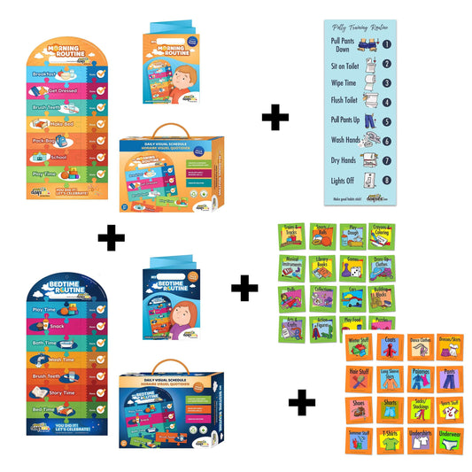 SUPER Combo Pack: Routines for Morning, Bedtime and Potty, PLUS toy and clothing ReStickables!