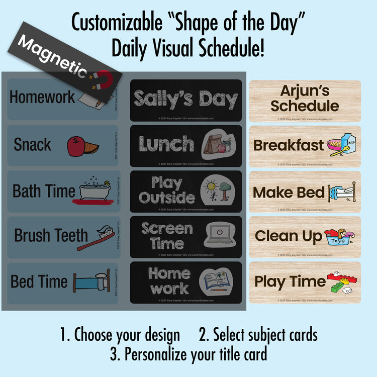 Customizable "Shape of the Day" Visual Home Schedules - MAGNETIC - $1 each