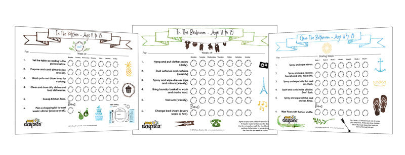 Chore charts kitchen bedroom bathroom