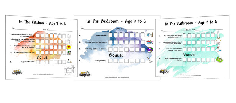 Chore charts kitchen bedroom bathroom