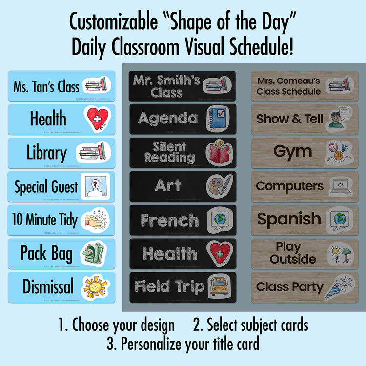 Customizable "Shape of the Day" Visual Classroom Schedules